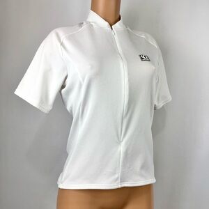 VINTAGE Pearl Izumi Women’s Sz 12 White Cycling Half Zip Short Sleeve Jersey Top